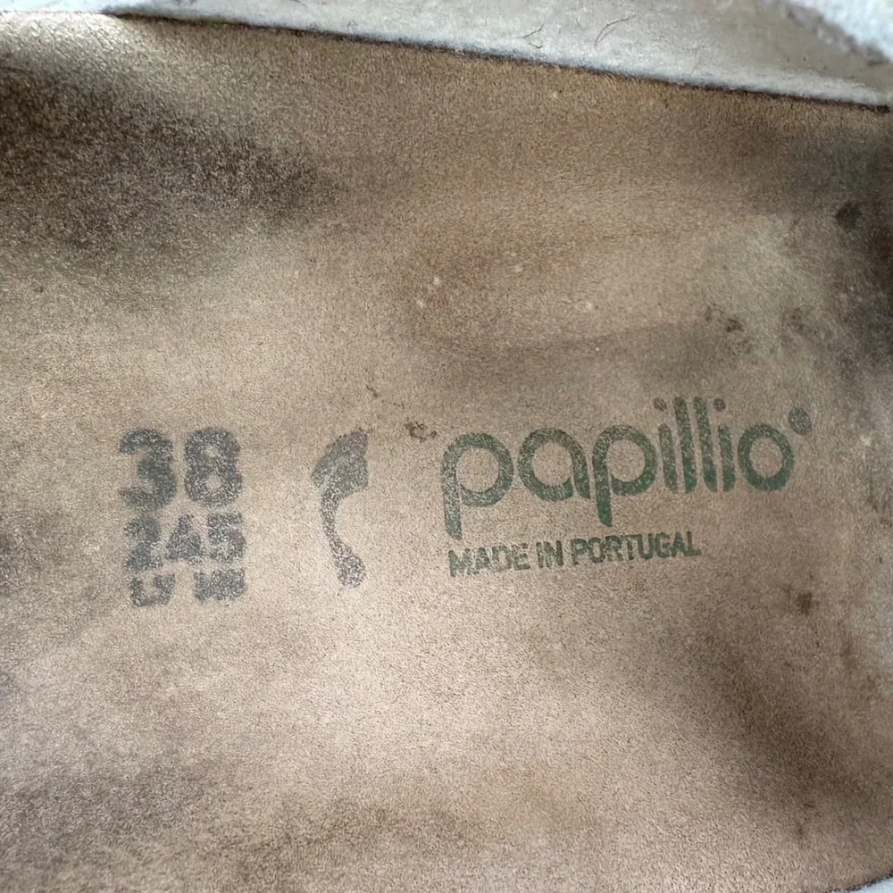 Papillio Birkenstock Arizona Platform Sandals Womens 38 7-7.5 White Vegan‎ Slide